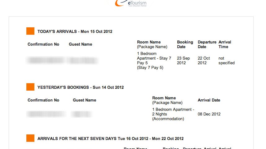 Daily Booking Report Sample