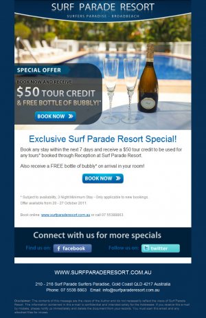 Newsletter Surf Parade Resort